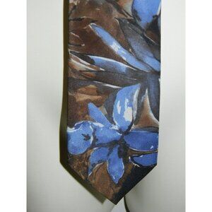VTG Egon Von Furstenberg Blue & Brown Flower Floral Men's Necktie Tie Designer